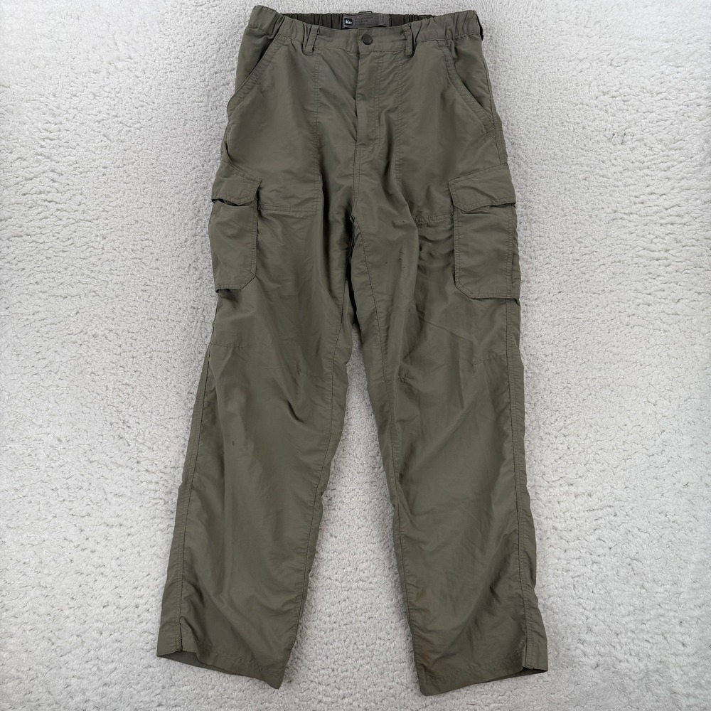 REI Pants Mens Medium Green Nylon Hiking Cargo Quick Dry Elastic Waist Outdoor